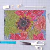 Autumn Sunflower Red Yellow Maple Leaves Wood Tissuepapier (Craft)