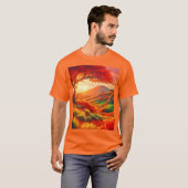 Autumn Sunset Landschap Schilderkunst T-shirt (Voorkant volledig)