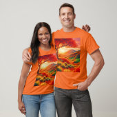 Autumn Sunset Landschap Schilderkunst T-shirt (Unisex)