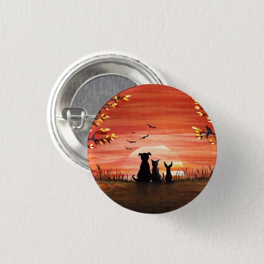 Autumn Sunset Ronde Button 3,2 Cm (Voorkant /achterkant)
