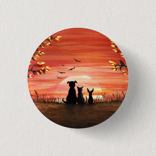 Autumn Sunset Ronde Button 3,2 Cm (Voorkant)