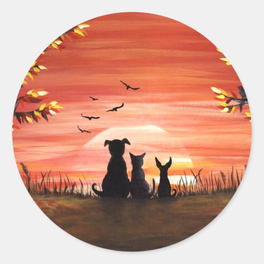 Autumn Sunset Ronde Sticker (Voorkant)
