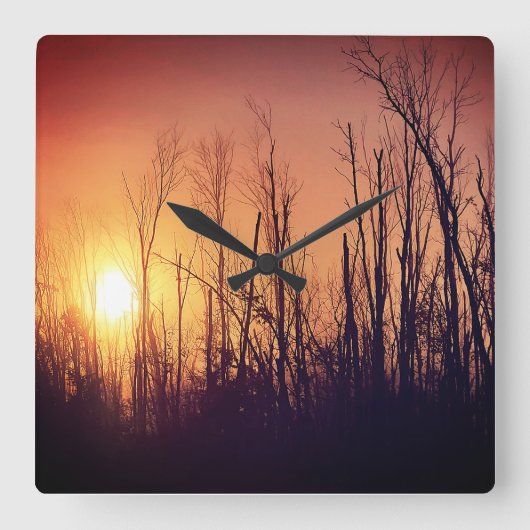 Autumn Sunset Vierkante Klok (Voorkant)
