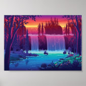 Autumn Sunset Waterfall Poster (Voorkant)