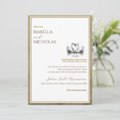 Autumn Swan Lake bruiloft uitnodiging (Staand voorkant)