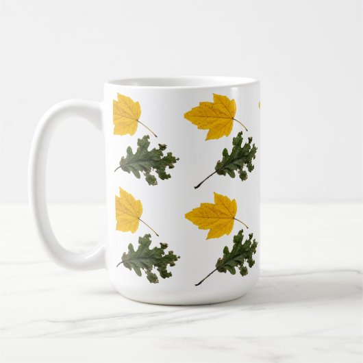 Autumn Symmetry Leaf Pattern Koffiemok (Links)