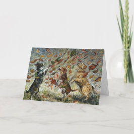 Autumn Tailwag Whimsical Golden Retriever Dogs Kaart
