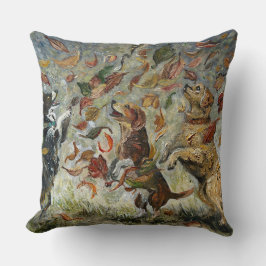 Autumn Tailwag Whimsical Golden Retriever Dogs Oil Kussen