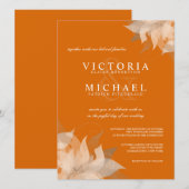 Autumn Tangerine Floral Wedding Invitations Kaart (Voorkant / Achterkant)