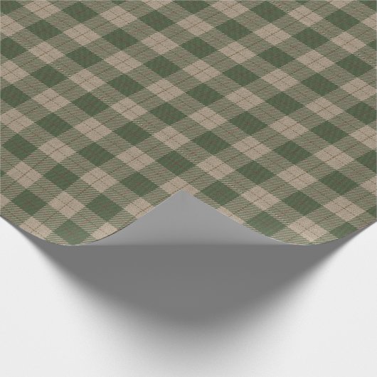 Autumn Tartan Green Tan Red Pset Check Gift Cadeaupapier (Hoek)