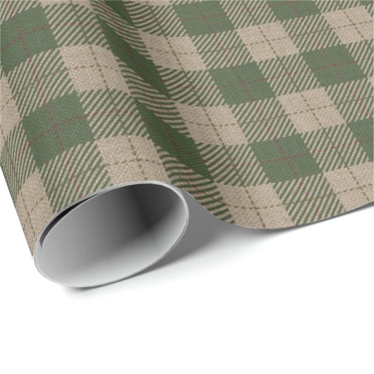 Autumn Tartan Green Tan Red Pset Check Gift Cadeaupapier (Rol Hoek)