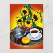Autumn Tea Service met zonnebloemen Briefkaart (Voorkant)