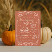 Autumn Terracotta Friendsgiving Dinner Party Kaart