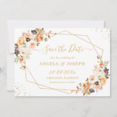 Autumn Terracotta Oranje Gold Floral Geometric Save The Date (Voorkant)