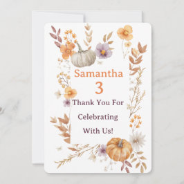 Autumn Thank You Card, Fall Pumpkin Thank You Note Bedankkaart