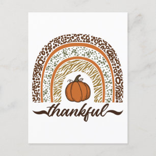 Autumn Thankful Pumpkin Pie Rainbow Thanksgiving Briefkaart