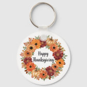 Autumn Thanksgiving Pumpkin and flowers Sleutelhanger (Voorkant)