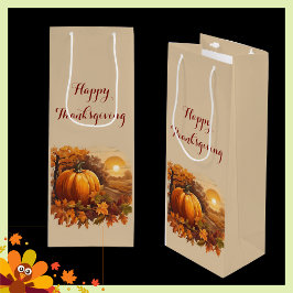 Autumn Thanksgiving Pumpkin Theme Wijn Cadeautas