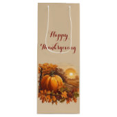 Autumn Thanksgiving Pumpkin Theme  Wijn Cadeautas (Voorkant)