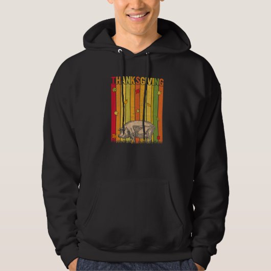 Autumn Thanksgiving Retro Cute Pig Thanksgiving Hoodie (Voorkant)