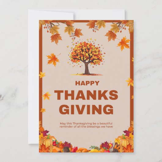 Autumn Thanksgiving Tree Poster Art Kaart (Voorkant)