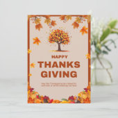 Autumn Thanksgiving Tree Poster Art Kaart (Staand voorkant)