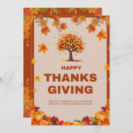 Autumn Thanksgiving Tree Poster Art Kaart