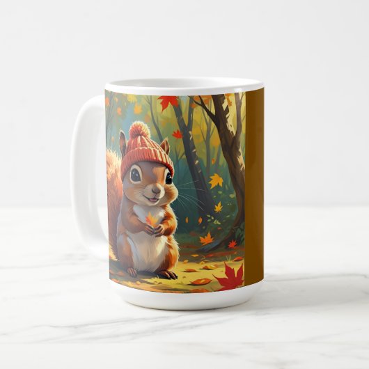 Autumn Theme Coffee Mok | Herfst eekhoorn (Voorkant links)