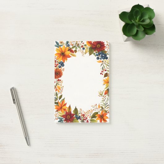 Autumn Theme Flowers & Berries Menu Invitation Post-it® Notes (Kantoor)
