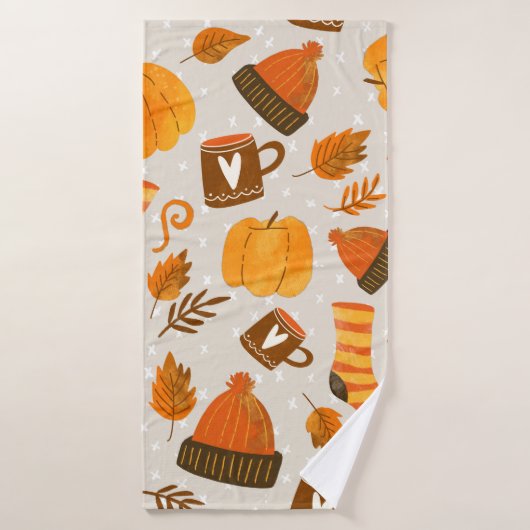 Autumn Theme Seamless Pattern Tile Badhanddoek (Badhanddoek)