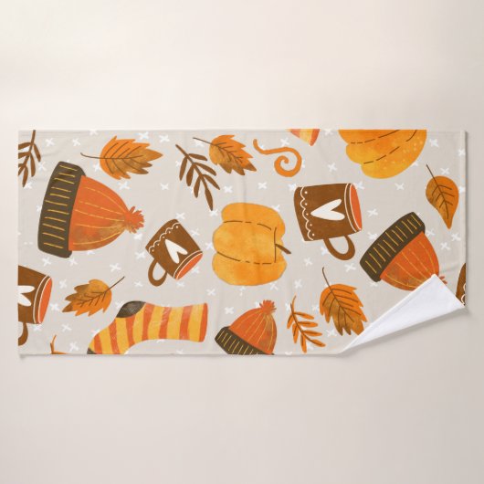 Autumn Theme Seamless Pattern Tile Badhanddoek (Badhanddoek)