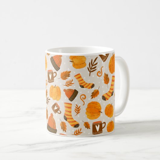 Autumn Theme Seamless Pattern Tile Koffiemok (Voorkant rechts)