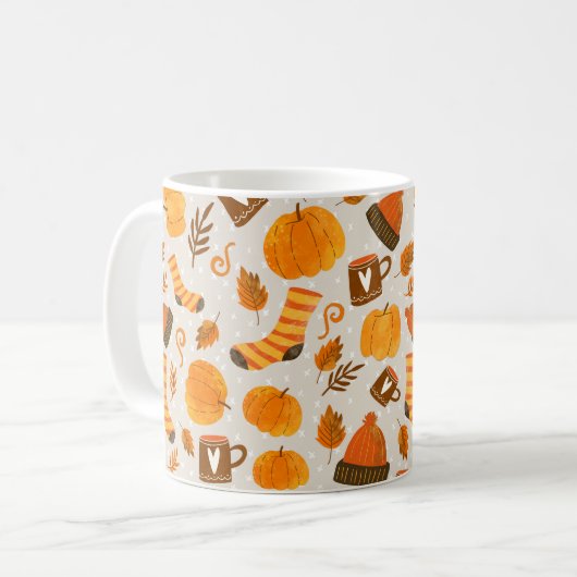 Autumn Theme Seamless Pattern Tile Koffiemok (Voorkant links)
