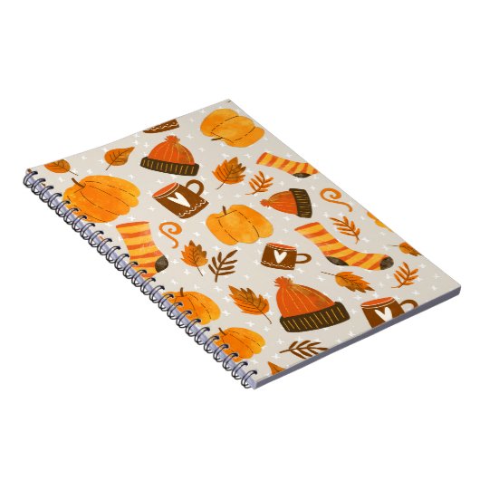 Autumn Theme Seamless Pattern Tile Notitieboek (Rechterzijde)