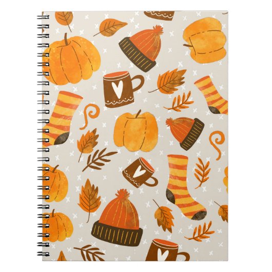 Autumn Theme Seamless Pattern Tile Notitieboek (Voorkant)