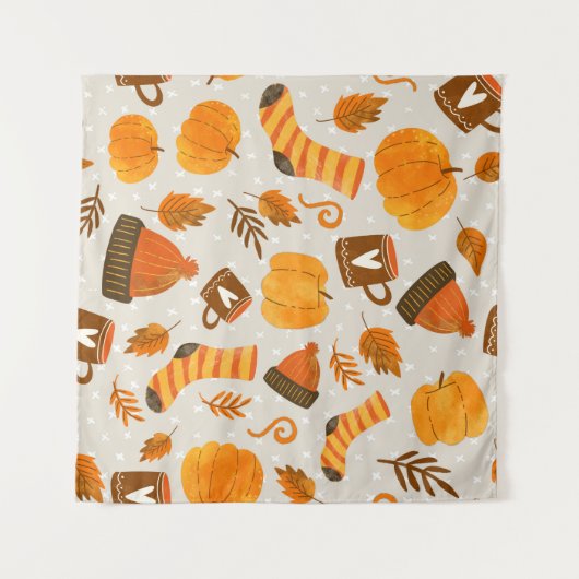 Autumn Theme Seamless Pattern Tile Wandkleed (Voorkant (horizontaal))