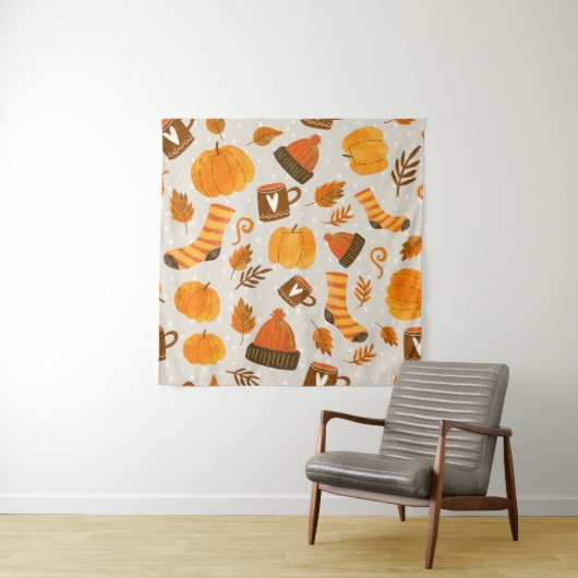 Autumn Theme Seamless Pattern Tile Wandkleed (In situ)
