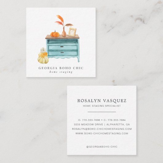 Autumn Theme | Stationair of intern ontwerp Vierkante Visitekaartje (Voorkant / Achterkant)