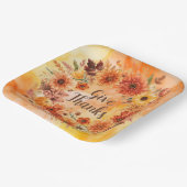 Autumn themed thanksgiving with flowers  pumpkins papieren bordje (Gebogen)