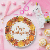 Autumn themed thanksgiving with flowers  pumpkins papieren bordje (Feest)