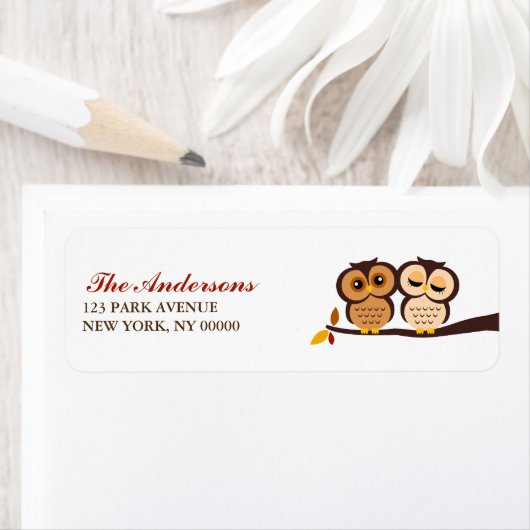 Autumn Thgerespecls Owls Wedding Etiket (Insitu)