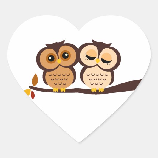Autumn Thgerespecls Owls Wedding Hart Sticker (Voorkant)