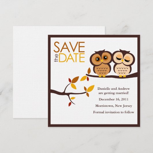 Autumn Thgerespecls Owls Wedding Save The Date (Voorkant / Achterkant)