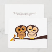Autumn Thgerespecteerde Owls Wedding RSVP Uitnodiging Briefkaart (Voorkant / Achterkant)