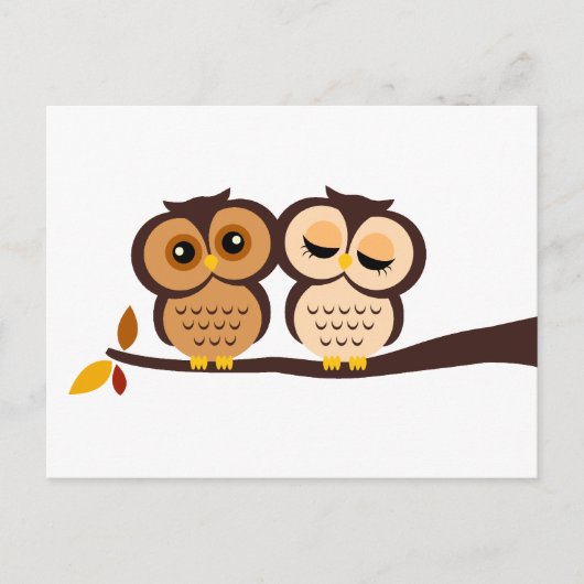 Autumn Thgerespecteerde Owls Wedding RSVP Uitnodiging Briefkaart (Voorkant)