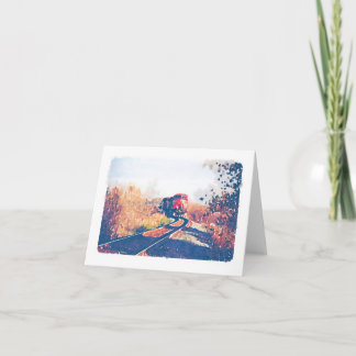 Autumn Train Watercolour Design Notecard Kaart