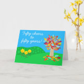 Autumn tree 50th birthday card by Jo Images Kaart (Gele Bloem)