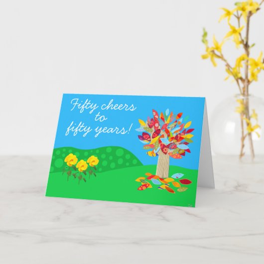 Autumn tree 50th birthday card by Jo Images Kaart (Gele Bloem)