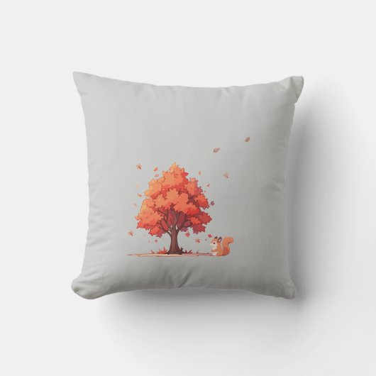 Autumn Tree and Squirrel Kussen (Voorkant)