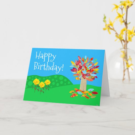 Autumn tree birthday card new by Jo Images Kaart (Gele Bloem)